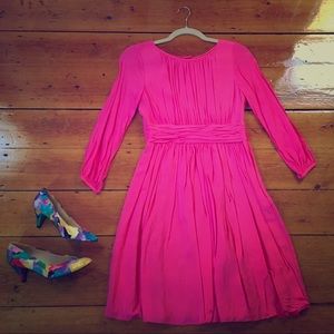 Boden bubblegum pink party dress with ‘80s vibe